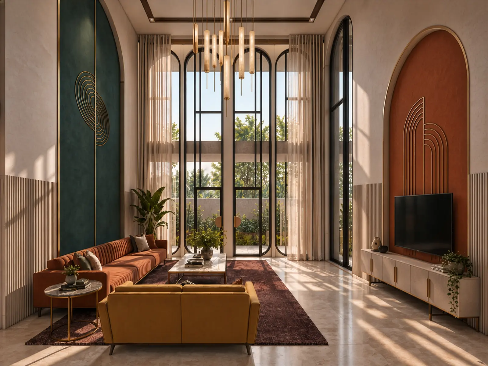 Lantern House — double-height living room