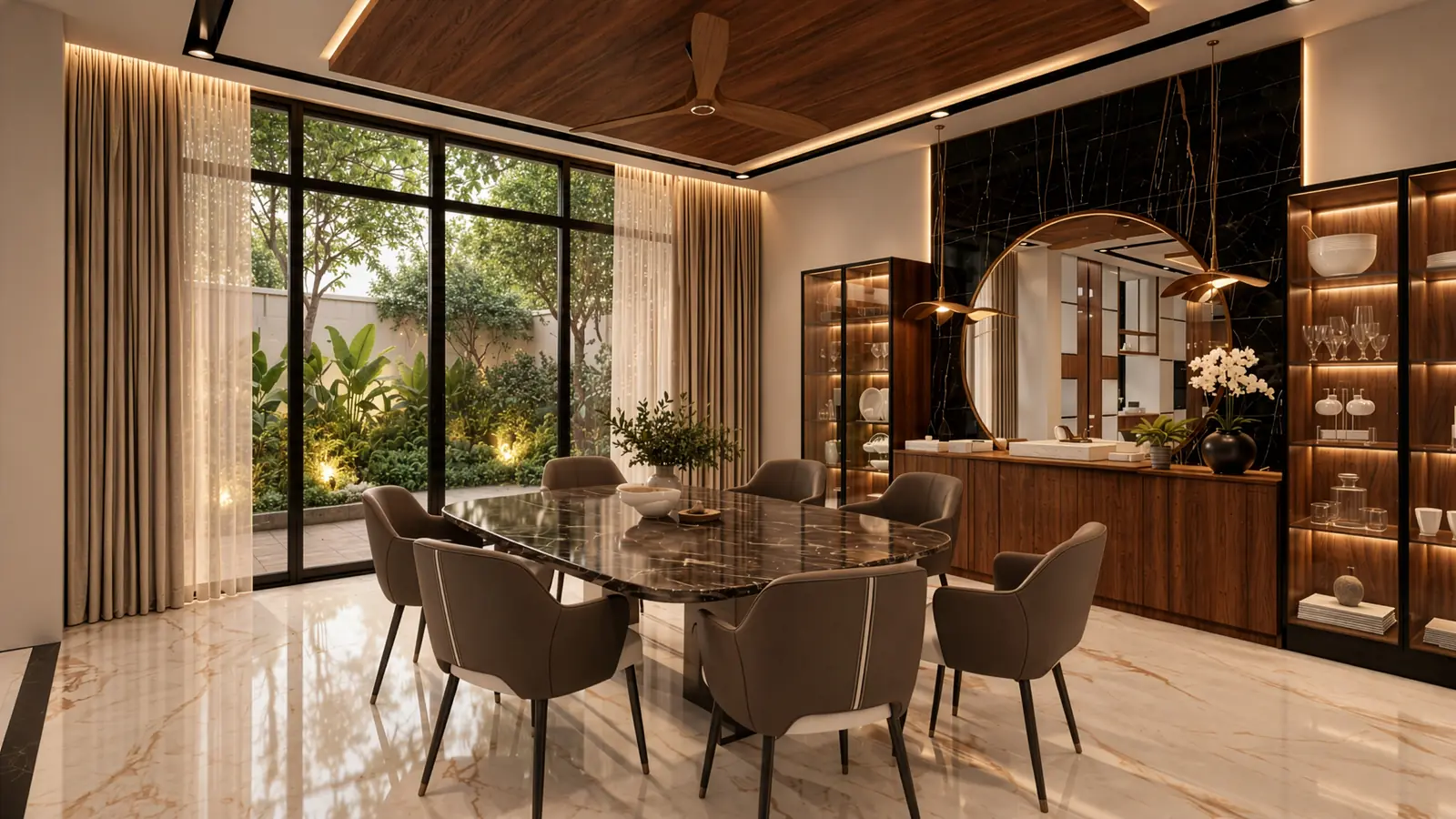 Ridge House — dining, to the courtyard